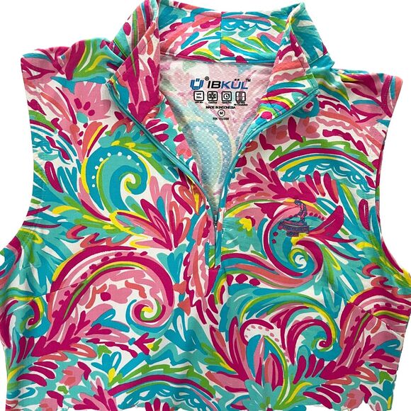 Ibkul Golf Dress Medium Sleeveless Pinehurst Logo Active Preppy Colorful UPF50+ - Picture 1 of 8